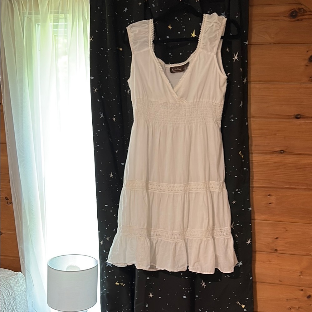 White Smocked Tiered Midi Sundress